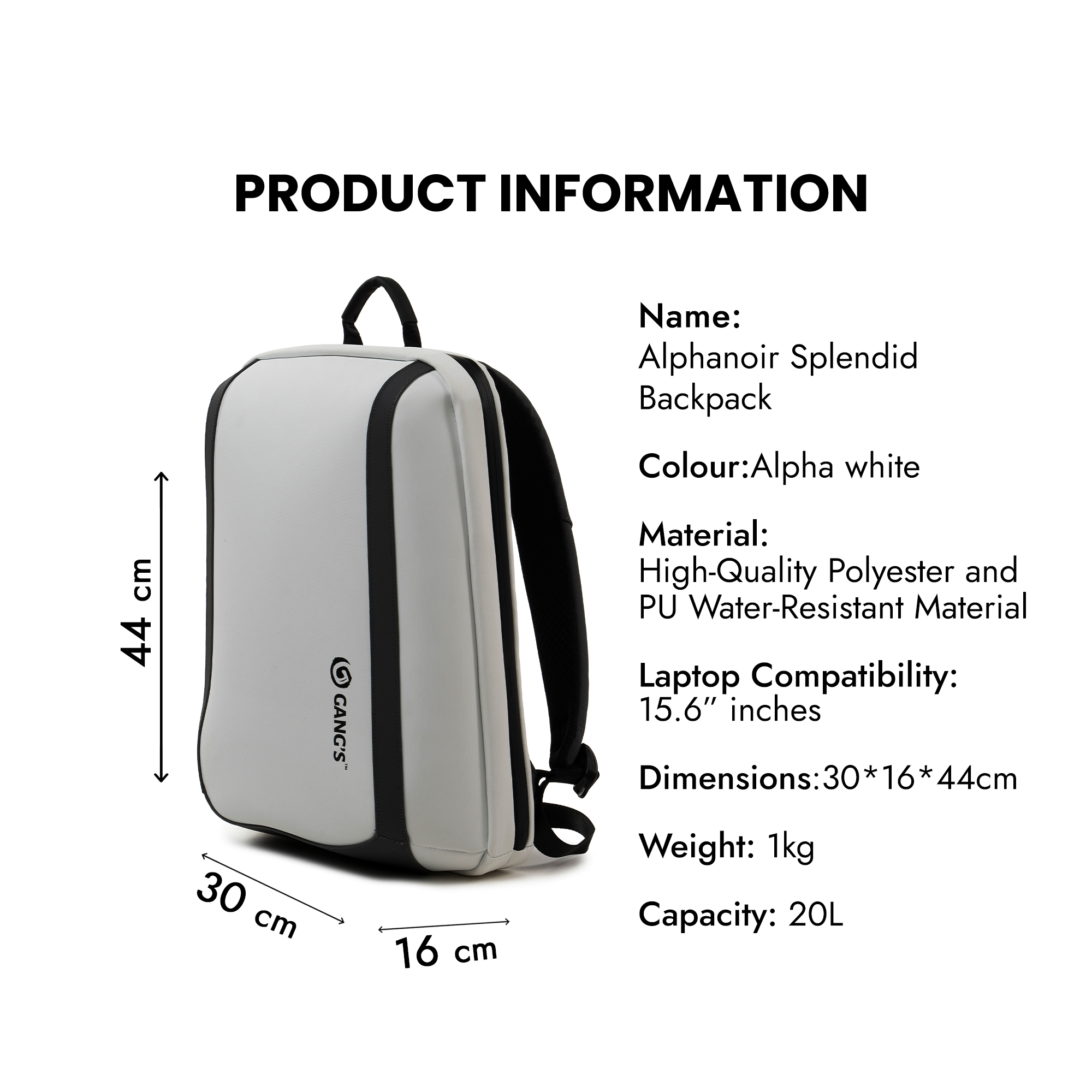 AlphaNoir Splendid Backpack - 20L - backpack