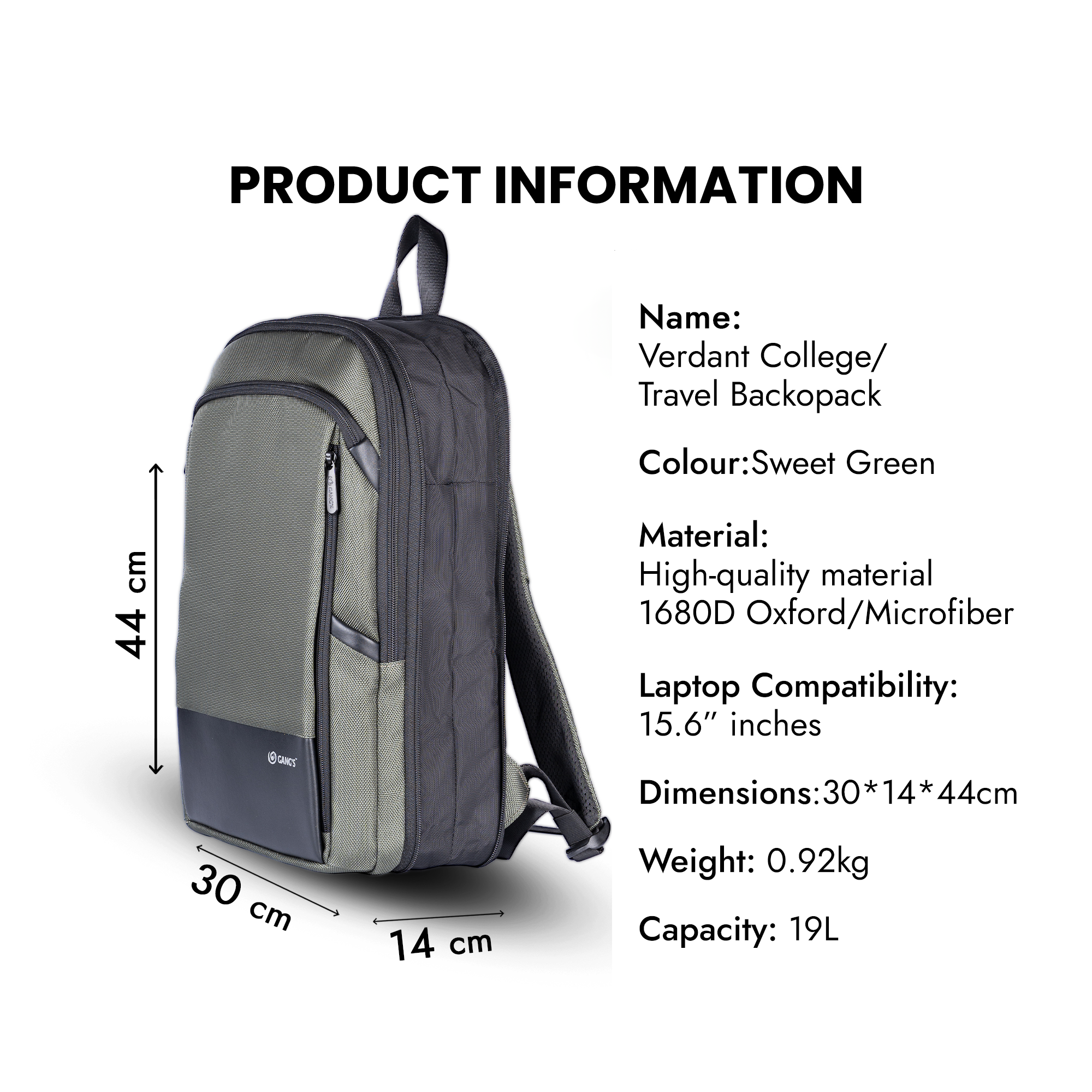 Verdant College/Travel Backpack - 19L - backpack